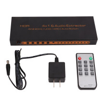 Dolby Atmos Compatible HDMI Switch4K@60Hz4Port Manual and Remote Controlled with3.5mm and Optical Audio Output Supports HDR10and HDCP2.2