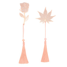 Hollow Brass Bookmark with Tassel, Metal Leaf Bookmark Resistant to Oxidation and Rust for Book Lovers, Writers, and Creative Crafters