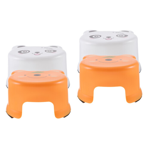 4Pcs Kids Portable Plastic Stool Step Stool Cartoon Style for Home Use 2