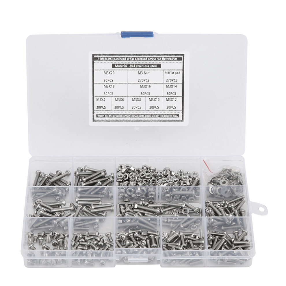 Sharp Thread Self Tapping Screws Set Stainless Steel Corrosion Resistant Cross Recessed Screws Flat Head Screws Pan Head Screws With Storage Box 9049227932320
