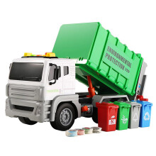 Müllwagen-Spielzeug mit Licht und Sound für Kinder, realistischer, reibungsbetriebener Frontlader mit Müllcontainer, robuste Konstruktion,