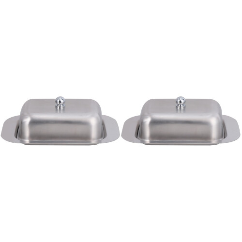 2Pcs Kitchen Silver Butter Storage Plate Stainless Steel 2