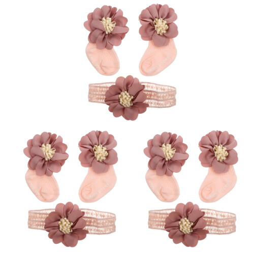 3Ensembles Bébé Roses Bandeaux Fleurs Pour - 1
