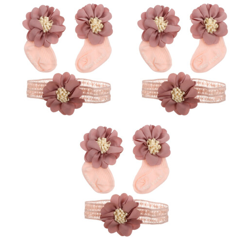 3Ensembles Bébé Roses Bandeaux Fleurs Pour - 2