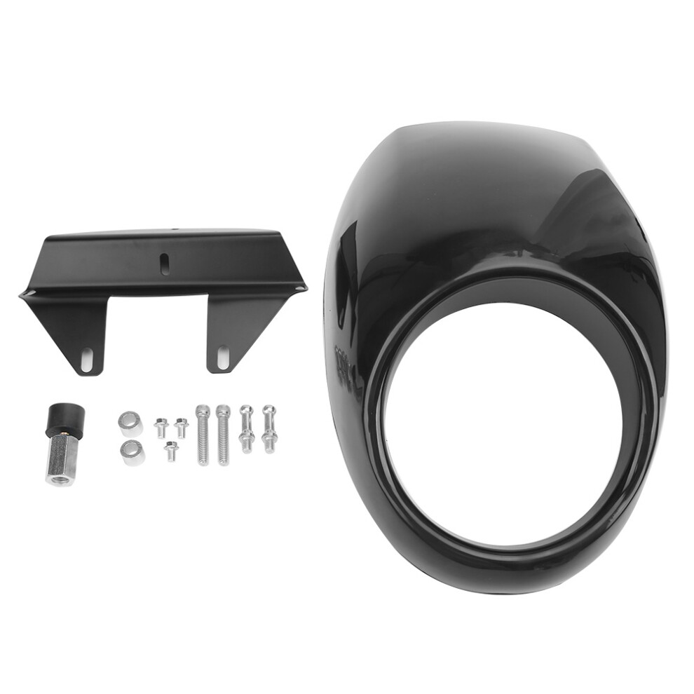 Motorcycle Headlight Cowl Abs Plastic Wind Deflection Front Fairing Glossy Compatible For Harley Sturdy Quality Mounting Hardware Included Easy Black 9049227933761