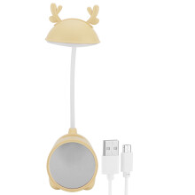 Eye-Care LED Soft Light Desk Lamp USB Rechargeable Animal Design Cute Elk Folding Portable Reading Light Adjustable Brightness Rotatable Table Lamp