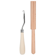 Häkelnadel-Set zum Teppichknüpfen mit komfortablem Griff und glatter Oberfläche, Holzgriff mit Metallhaken für Kunsthandwerk und