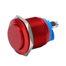 250V wisselspanning, 1 NO SPST-configuratie, duurzame mechanische levensduur, eenvoudige installatie, metalen behuizing, momentdrukknop, waterdicht.