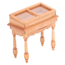Miniature Dollhouse Display Cabinet 8.2x4x8cm Wood Color, Versatile & Compact