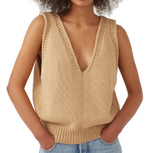 Gilet senza maniche da donna con scollo a V, top corto in maglia a trecce, vestibilità ampia, tinta unita, morbido e traspirante, ideale per