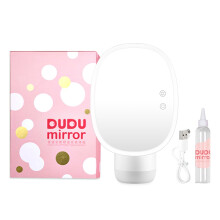 Smart Touch Makeup Mirror With Humidifier: Lighted Cosmetic Mirror5X Magnification Adjustable Brightness Dual Sided HD Lens Ceramic White Compact