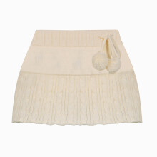 Gonna a coste da donna, spessa, ampia, in morbido cashmere e lana, casual, calda, invernale, con decorazione a pompon di pelliccia, adatta per lo