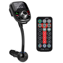 FM-Transmitter mit Fernbedienung, integriertem Equalizer, mehreren Klangeinstellungen, 12-Volt-Anschluss, Dual-USB-Schnellladefunktion für Android-