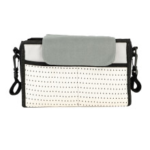 Borsa organizer universale per passeggino con funzione di intrattenimento in movimento. Accessorio elegante e facile da installare, ideale per i