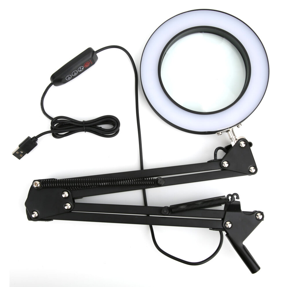 Light Adjustable Swivel Arm Magnifying Glass With And Stand Real Glass Lens Stepless Dimmable Flexible Swing Arm Led Magnifier Desk Lamp Eye
