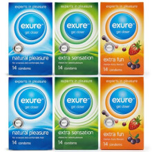 Exure 84pk Bulk Condoms for Men - Ultra Thin, Ribbed & Flavoured Variety Pack for Sensitivity, Safer Sex & Contraception, Includes Thin Feel