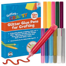 SOL 12pk Glitter Glue Pens for Crafting  12 Sparkling Shades to Brighten, Stick & Shine, Washable Glitter Glue Pens for Kids Crafting, Scrapbooking
