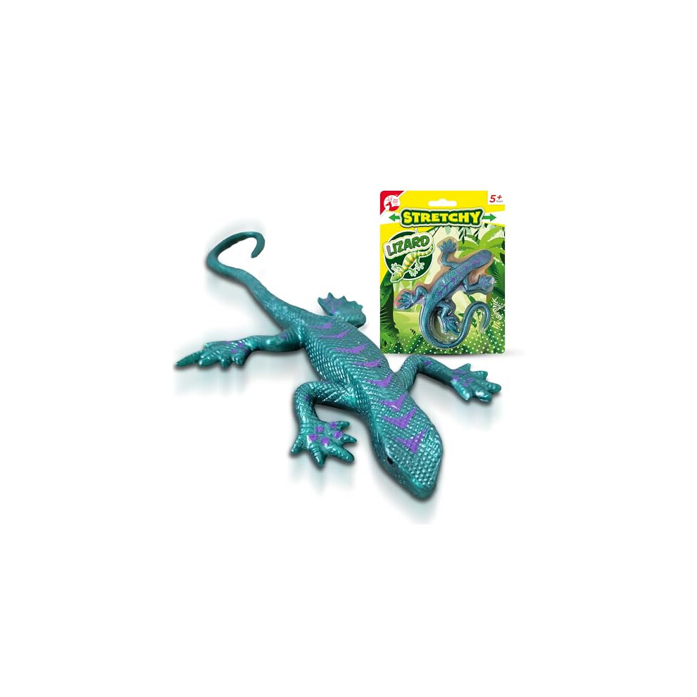 Sol 1Pk Stretchy Lizard, Blue Gecko And Rubber Newt Toy For Kids Aged 5+, Sticky Creature, Durable And Squishy Geko Party Bag Filler, Safe Material