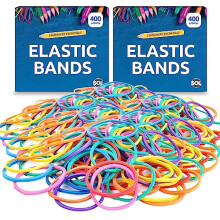 SOL 800pk Elastic Bands, Coloured Thick Rubber Bands in Various Sizes for Home & Office Use, Provides Secure Binding