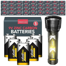 Excelltec 180pk Bulk 9V Zinc Carbon Batteries, Heavy Duty PP3 9V Battery, Long-Lasting Power, Reliable Performance, Ideal for Smoke Alarms, Toys