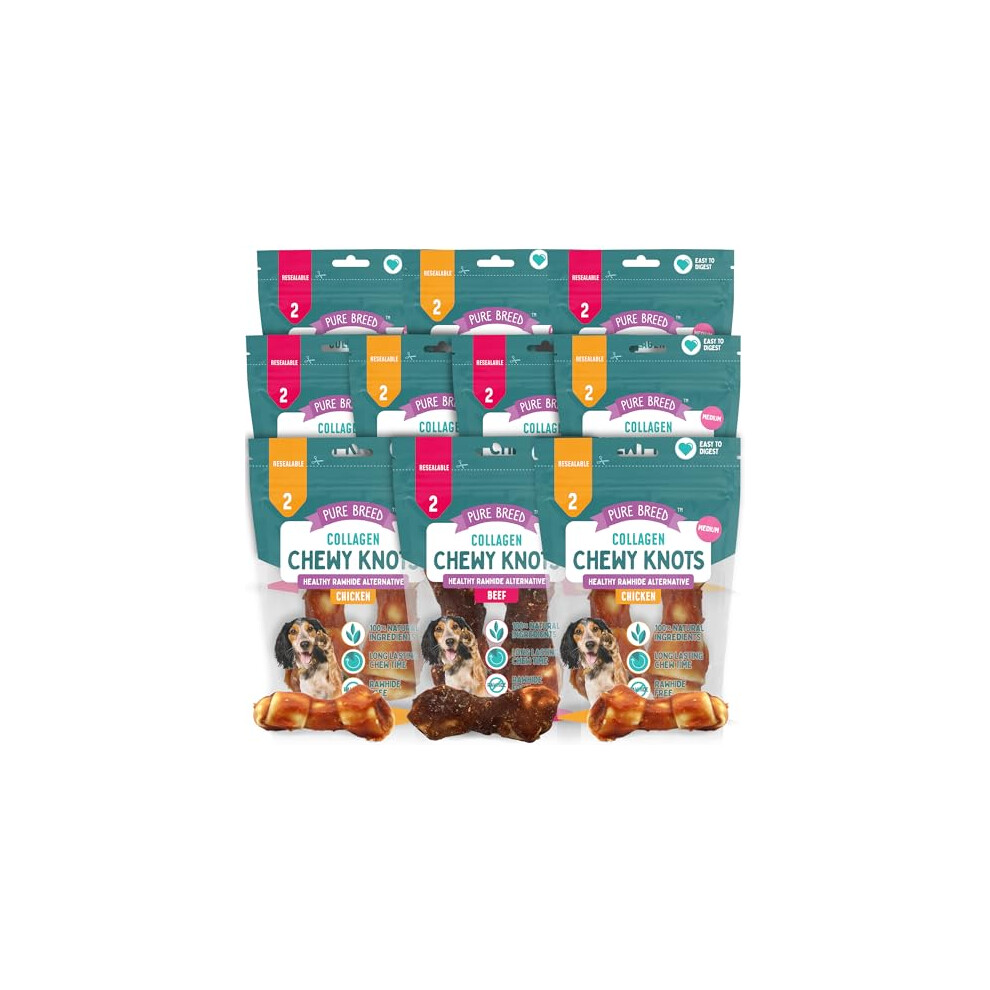 Sol 20Pk Small Collagen Chewy Knots Random Chicken & Beef, 5Cm Dog Chews Treats, Wholesome Savoury Knotted Treats For Puppies, High Protein Chews