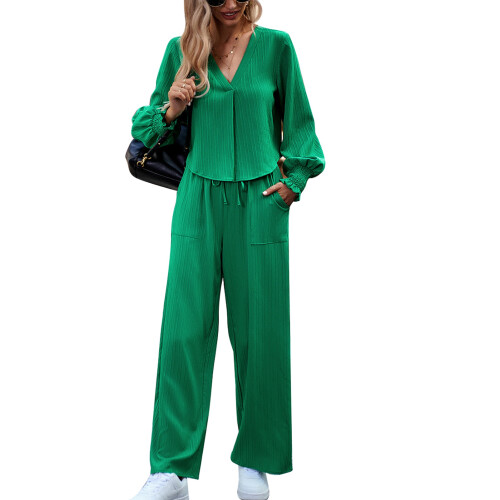 Σετ Chic2Piece Lounge για γυναίκες, φούτερ με V λαιμόκοψη και φαρδιά φόρμα, από ελαφρύ,