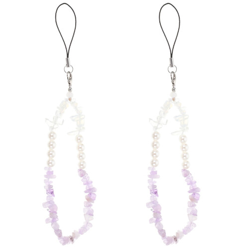2Pièces Cordon Téléphone Violet En Cristal, Perles, Confortable 2