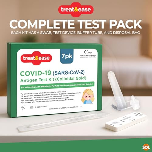 SOL 7pc COVID-19 (SARS-CoV-2) Antigen Test Kit -Nasal (Self-Testing) 2