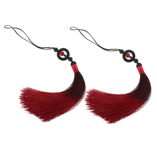 4Pcs Dark Red Polyester Taichi Sword Tassel Martial Arts Decor Charm 2