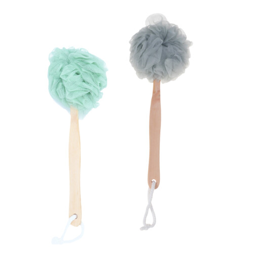 4Pcs Nylon Bath Puff Shower Brush Ergonomic Long Handle Back Scrubber 1