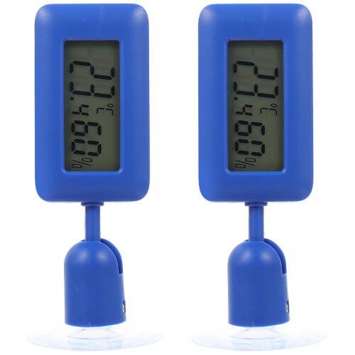 2Pcs Blue Reptile Thermometer with 360 Suction Cup for Home Use 1