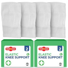 treat&ease 4pk Elastic Knee Support Large Size - Compression Sleeves for Stability & Comfort - Ideal for Sports, Walking, and Daily