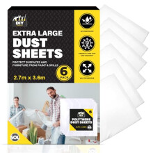 SOL 6pk Extra Large Dust Sheets - 3.6x2.7m Heavy Duty Plastic Sheeting for Painting, Decorating, Furniture & Floor Protection