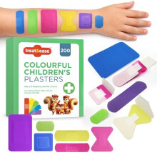 SOL 200pk Colourful Children's Plasters - Fun, Bright, Coloured Kids Plasters for Boys, Girls, Toddlers, and Babies