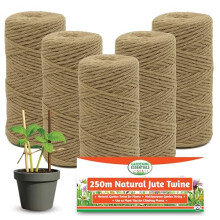 SOL 250m Natural Jute Twine 2mm Thick Heavy-Duty String for Garden Use, Plant Support, Craft Projects, Tying Bundles, DIY Tasks, Outdoor Binding