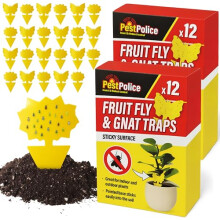 SOL 24pk Fruit Fly & Gnat Traps, Yellow Sticky Fungus Killer for Indoor & Outdoor Plants, Fruit Flies Sticker Catcher for Home