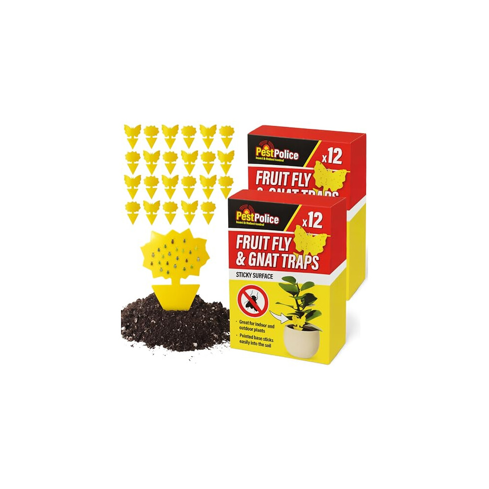 Sol 24Pk Fruit Fly & Gnat Traps, Sticky Fungus Killer For Indoor & Outdoor Plants, Fruit Flies Sticker Catcher For Home Yellow