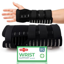 SOL Wrist Support Right Hand Medium Black Adjustable Breathable Neoprene Right Hand Wrist Support with Soft Strap for Everyday Comfort & Stability