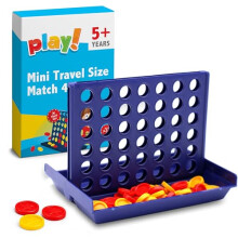 SOL 1pk Mini Travel Size Match 4 Game, Four in a row Quad Connect Mini Pocket Strategy Flip Board, Portable Design for Kids, Children, or Adults