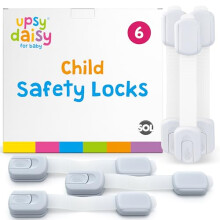 SOL 6pk Child Safety Lock for Cupboards and Drawers Baby Proofing Adjustable Adhesive Latches for Kitchen Cabinets Fridge and Appliances Easy to Insta