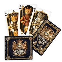 SOL 1pk Noble Cats Playing Card Deck, Unique Poker Theme Art, Smooth Finish UK Standard Size Pack, Durable Plastic Build For Home Or Cool Travel Games