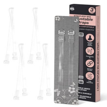 SOL 3 Pairs Adjustable Strapless Clear Bra Straps Invisible - Transparent Silicone Design for Women's Brassiere, Strong & Durable
