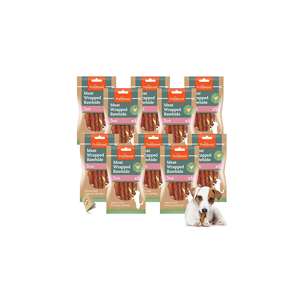 Sol 50Pk Meat Wrapped Rawhide Dog Treats - Duck Chews, Natural, High-Protein & Low-Fat, Promotes Healthy Teeth, Great For Training, Rewards