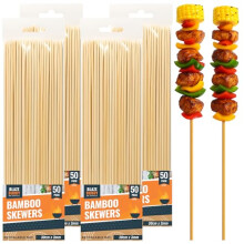 Blaze Buddy 200pk Bamboo Wooden Skewers 30cm for BBQ & Grilling Marshmallow Meat Poultry Seafood Vegetable Fruit Party Buffet Camping Kitchen Accessor