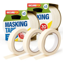 SOL 2pk Masking Tape  60m Roll 3x10m per Pack for Painting, DIY and Crafts  Strong Adhesive for Sharp Lines  Easy Tear, Residue