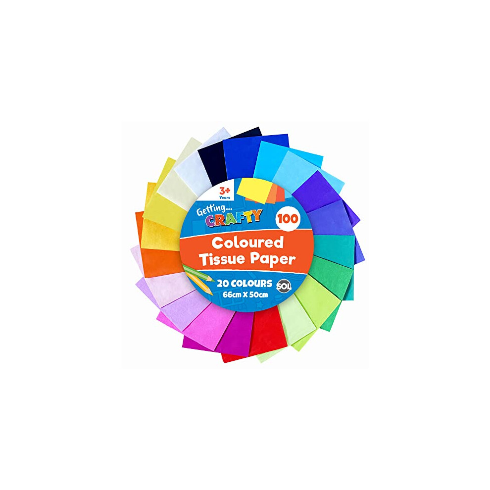 Sol 100Pk Coloured Tissue Paper For Wrapping Gifts 66Cm X 50Cm Sheets For Packaging, Coloured Tissue Paper For Crafts, Arts, Gift Bags