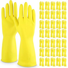 SOL 36 Pairs Kitchen Rubber Gloves Large, Yellow Heavy Duty for Cleaning with Non-Slip Grip, Durable Waterproof Design for Household