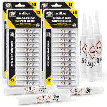 SOL 48pk Single Use Superglue 1.5g Fast Bond Adhesive Super Glue All Purpose for Metal Plastic Leather Ceramic Rubber Craft Repairs DIY Fixing Househo