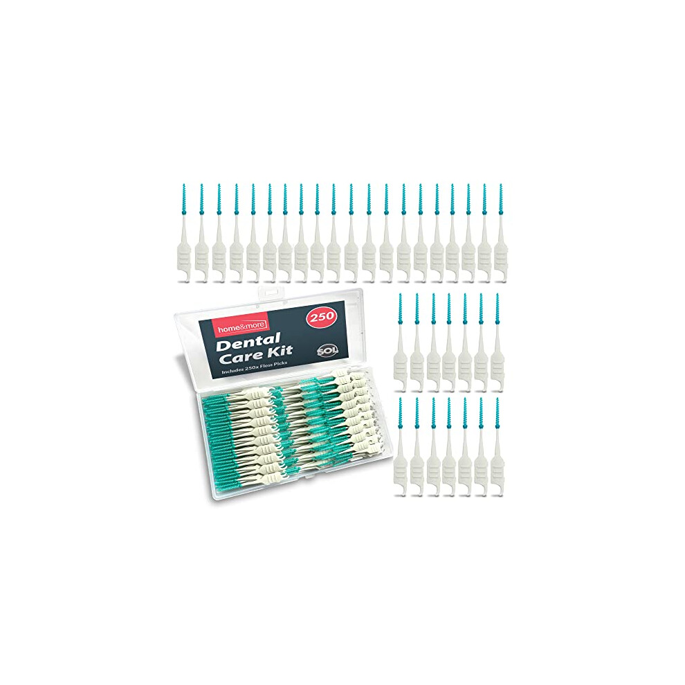 Sol 250Pcs Dental Floss Picks, Silicone Sticks And Interdental Tooth Brushes For Human Teeth Cleaning, Plastic Toothpicks With Dual Design, Non Green