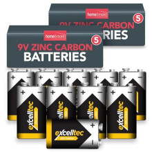 Excelltec 10 Pack 9V Zinc Carbon Batteries Heavy Duty PP3 Battery for Reliable Power Long Lasting Performance for Smoke Alarms, Toys